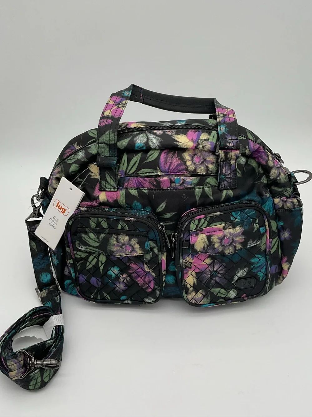 lug Jumper Floral Quilted Crossbody Bag - Black Multi